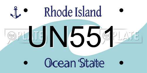 UN551 Rhode Island License Plate