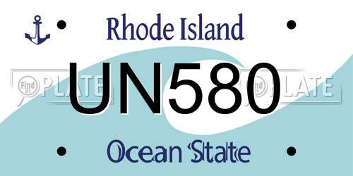 UN580 Rhode Island License Plate