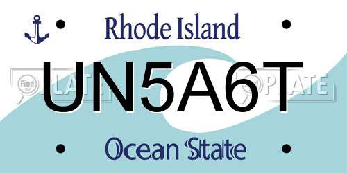 UN5A6T Rhode Island License Plate