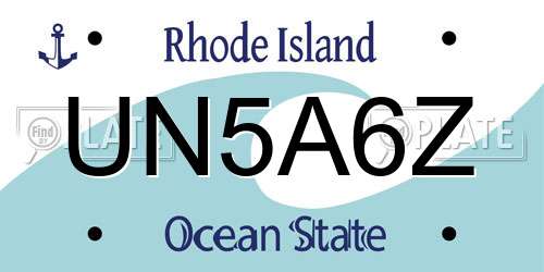 UN5A6Z Rhode Island License Plate