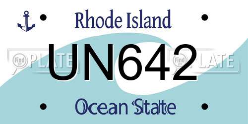 UN642 Rhode Island License Plate
