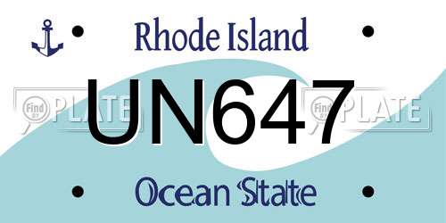 UN647 Rhode Island License Plate