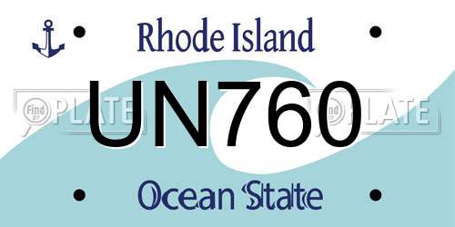 UN760 Rhode Island License Plate
