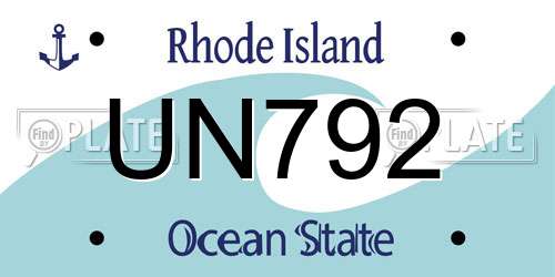 UN792 Rhode Island License Plate