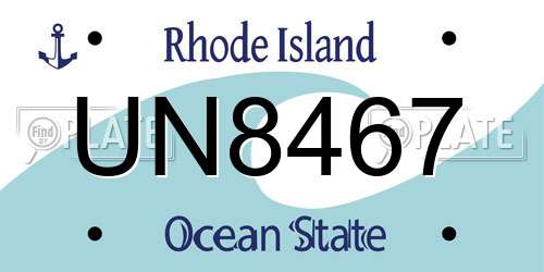 UN8467 Rhode Island License Plate