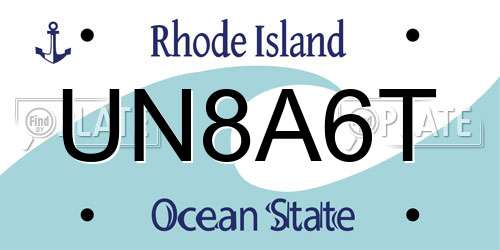 UN8A6T Rhode Island License Plate
