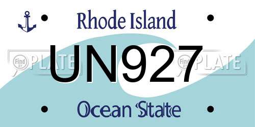 UN927 Rhode Island License Plate