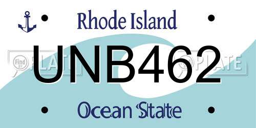 UNB462 Rhode Island License Plate