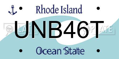 UNB46T Rhode Island License Plate