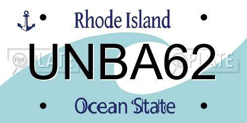 UNBA62 Rhode Island License Plate