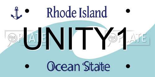 UNITY1 Rhode Island License Plate