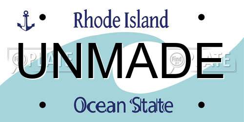 UNMADE Rhode Island License Plate