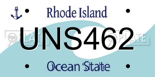 UNS462 Rhode Island License Plate