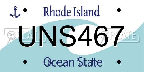 UNS467 Rhode Island License Plate