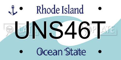 UNS46T Rhode Island License Plate