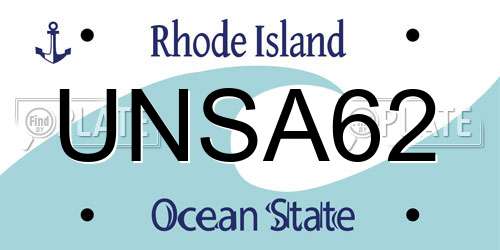 UNSA62 Rhode Island License Plate