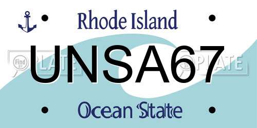 UNSA67 Rhode Island License Plate