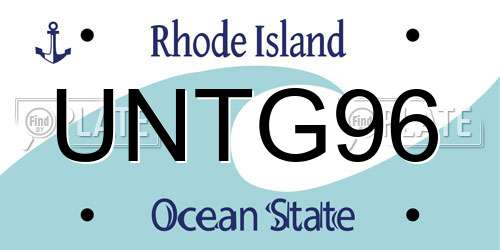 UNTG96 Rhode Island License Plate