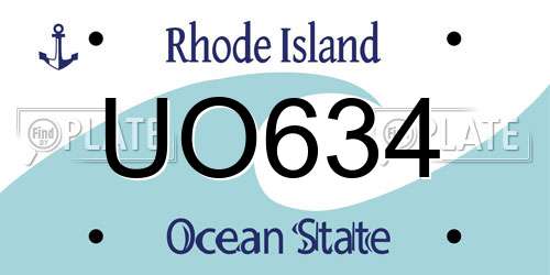UO634 Rhode Island License Plate