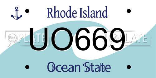 UO669 Rhode Island License Plate