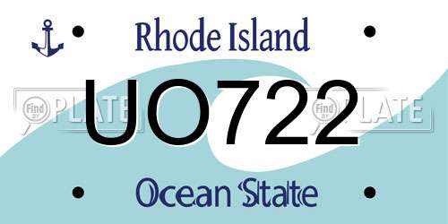 UO722 Rhode Island License Plate