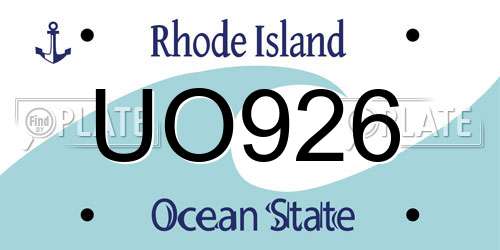 UO926 Rhode Island License Plate