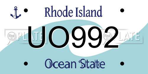 UO992 Rhode Island License Plate