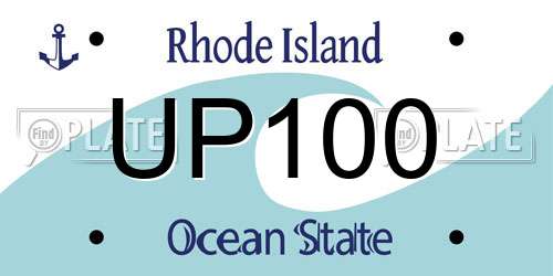 UP100 Rhode Island License Plate