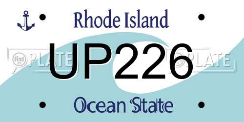 UP226 Rhode Island License Plate