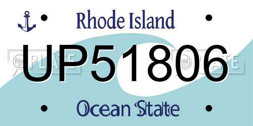 UP51806 Rhode Island License Plate