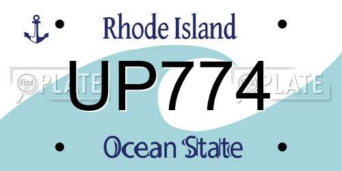 UP774 Rhode Island License Plate