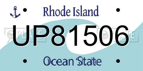 UP81506 Rhode Island License Plate