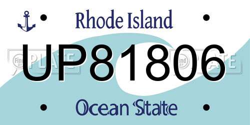 UP81806 Rhode Island License Plate