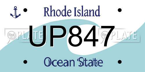 UP847 Rhode Island License Plate