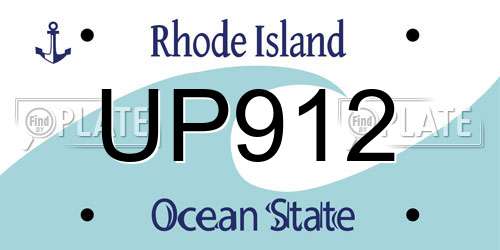UP912 Rhode Island License Plate