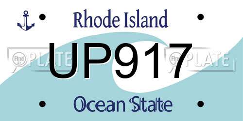UP917 Rhode Island License Plate