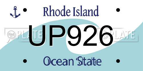 UP926 Rhode Island License Plate