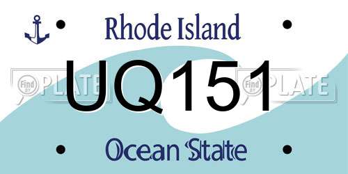 UQ151 Rhode Island License Plate