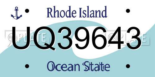 UQ39643 Rhode Island License Plate