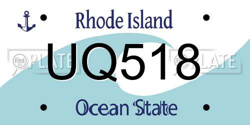 UQ518 Rhode Island License Plate