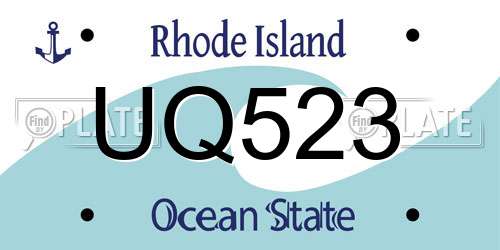 UQ523 Rhode Island License Plate