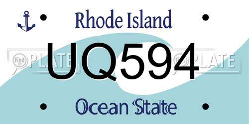 UQ594 Rhode Island License Plate