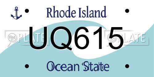 UQ615 Rhode Island License Plate