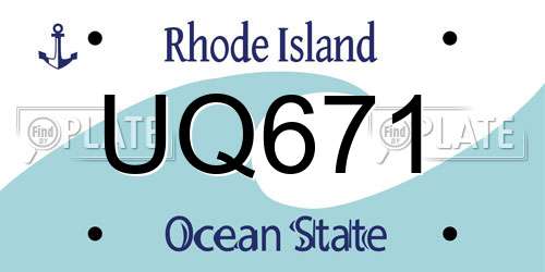 UQ671 Rhode Island License Plate