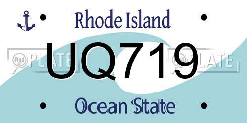 UQ719 Rhode Island License Plate