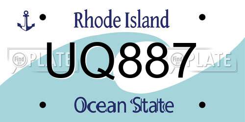 UQ887 Rhode Island License Plate