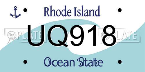UQ918 Rhode Island License Plate