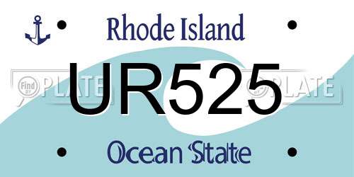 UR525 Rhode Island License Plate