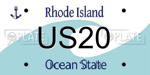 US20 Rhode Island License Plate
