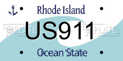 US911 Rhode Island License Plate